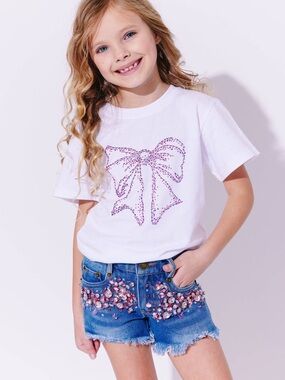 Lola + The Boys Crystal Bow Shirt